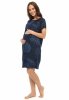 MijaCulture - labour maternity breastfeeding nightdress 4123 M80 Navy/ Palm trees